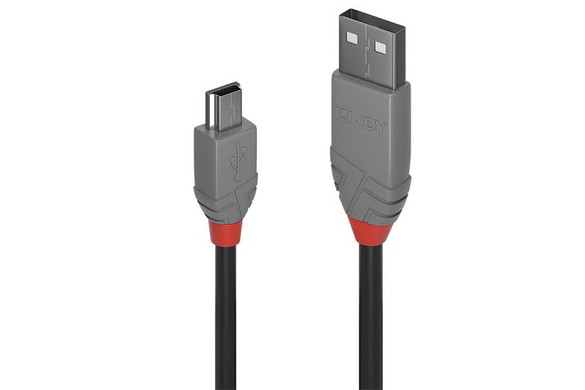 Lindy 36723 Usb-kabel Usb Usb Mini-usb Sort Grå