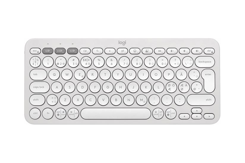 Logitech Pebble Keys K380s Tastatur Qwerty Nordisk Dansk Finsk Norsk Svensk Tonalt Hvidt Indgangsudstyr