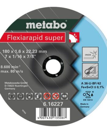 Metabo Flexiarapid Super Tf 42 Kæreskive For Rustfrit Stål  Syreresistent Stål  Inox-stål  Fjederstål  Værktøjssæt  Ikke-jernholdige Materialer