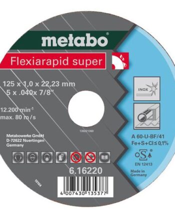 Metabo Flexiarapid Super Tf 41 Kæreskive For Rustfrit Stål  Syreresistent Stål  Inox-stål  Fjederstål  Værktøjssæt  Rustresistent Stål
