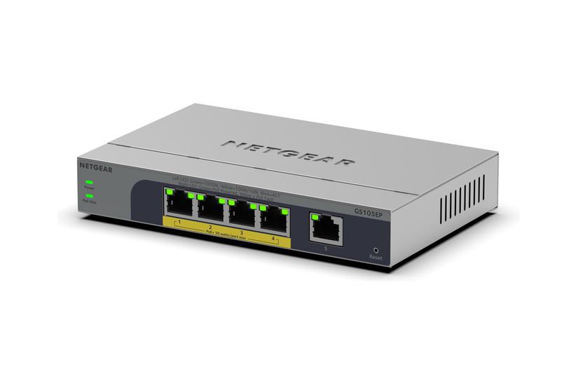 Netgear Gs105ep Ikke Administreret Gigabit Ethernet 10 100 1000 Strøm Over Ethernet Poe Grå