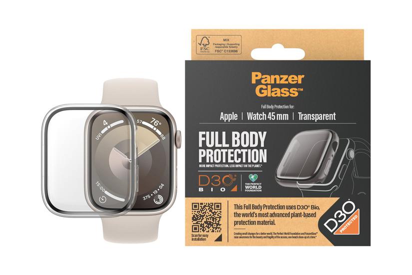 Panzerglass Skærmbeskytter For Smart Watch Fuld Krop Med D3o 45 Mm Transparent