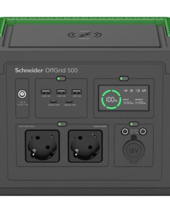 Schneider Offgrid 500 Transportabel Strømstation Lcd  Lithium-ion    Cee     Schuko Stik  Sinusbølge    Usb-     Usb-   Trådløs Oplader 500 Watt Li-ion 517 Wh