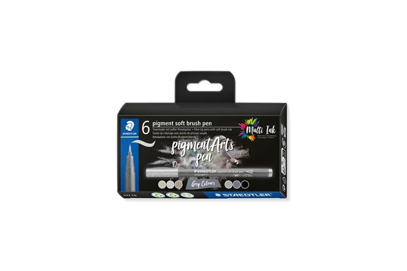Staedtler 372 Børstepensæt Varm Grå Medium Warm Gray Light Kølig Grå Medium Cool Gray Light Cool Gray Dark Intens Sort Stykker