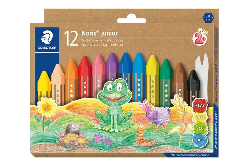 Staedtler Noris Junior 224 Kridt Sort Rød Blå Grøn Lyseblå Gul Orange Magenta Fersken Gulgrøn Lilla Van Dyke-brun Pakke Med 12