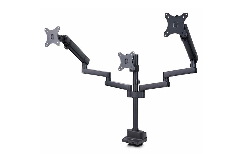 Startech Com Triple Monitor Desk Mount For Up To Three 27in Screens Vesa 75x75 100x100 Tool-less Arm Adjustments -clamp Grommet Mount Spring-assisted Arms Monteringssæt Justerbar Arm For Lcd Skærme Sort