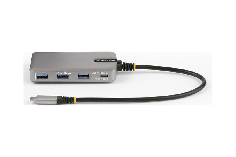Startech Com -port Usb- Hub With Usb- Dp Alt Mode Video Output 4k 60hz 3x Usb- 1x Usb- 100w Power Delivery Pass-through Usb Gen 10gbps Portable Usb Type- To Usb Type- 1ft 30cm Host Cable Hb31c3a1cdppd3 Hub Porte