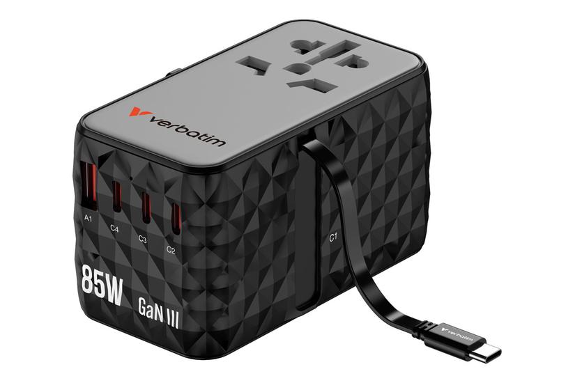 Verbatim Charge Travel Strømforsyningsadapter Gan Iii Universel 24 Pin Usb- Usb 85 Watt