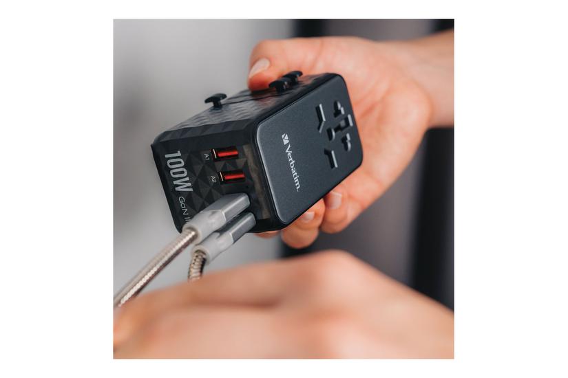 Verbatim Uta-06 Strømforsyningsadapter Gan Iii Universel Usb Usb- 100 Watt