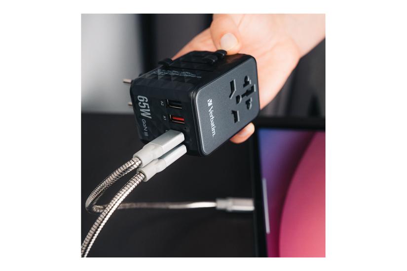 Verbatim Uta-05 Strømforsyningsadapter Gan Iii Universel Usb- Usb 65 Watt