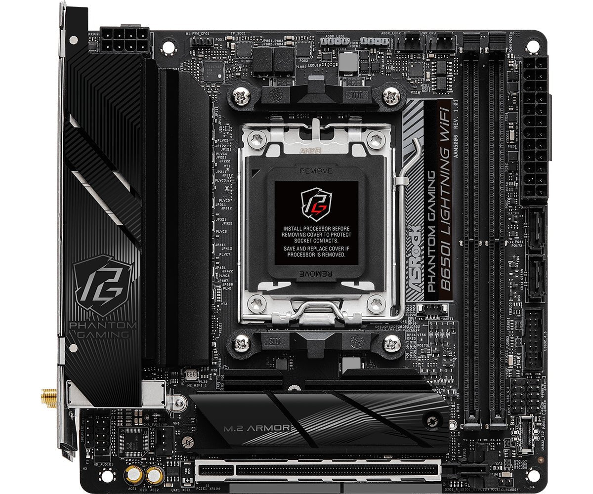 Asrock B650i Lightning Wifi Bundkort Socket Am5 Usb Gen Onboard Grafik Cpu Påkrævet Retail