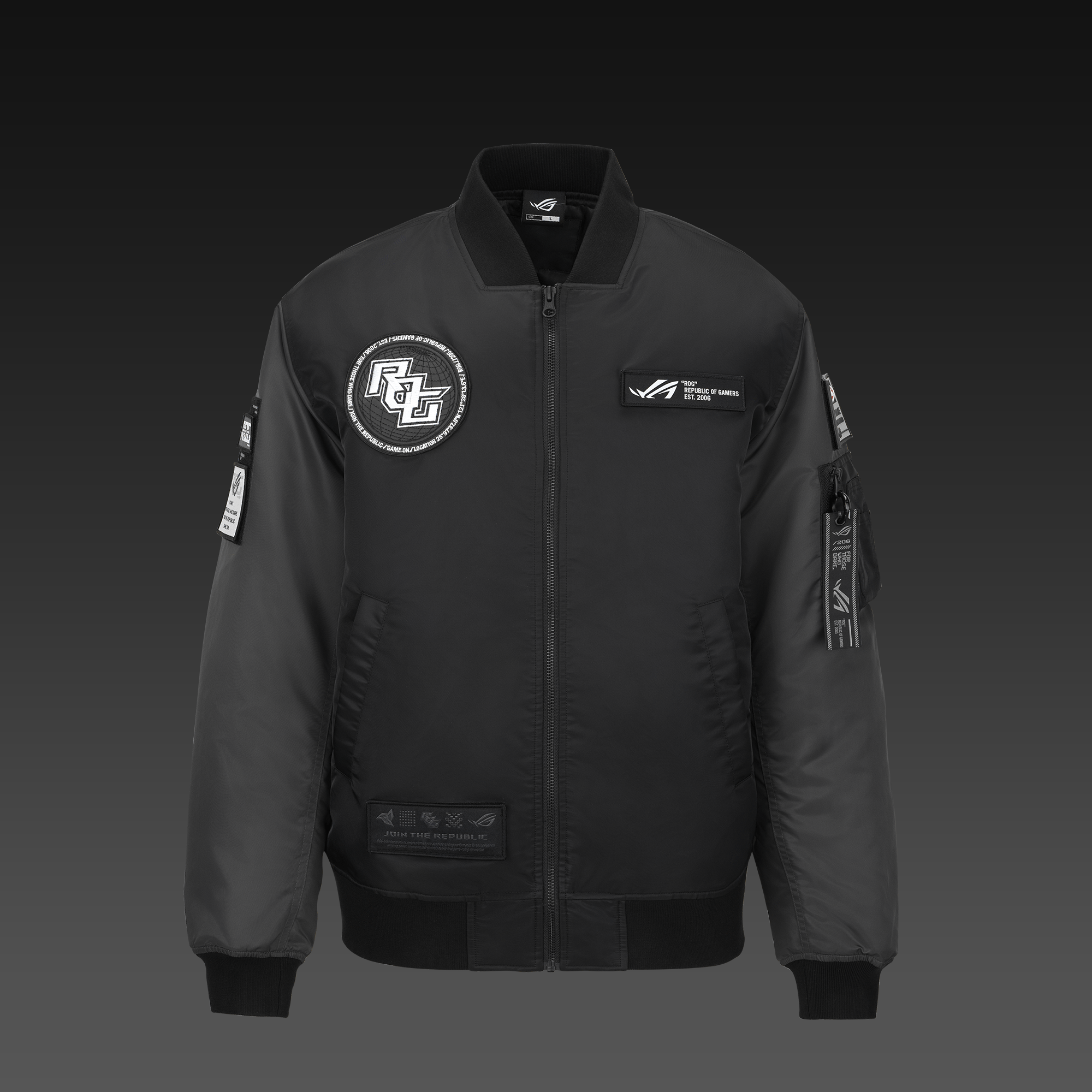 Asus Rog Cosmic Bomber Jacket Regular Fit Sort Grå Small