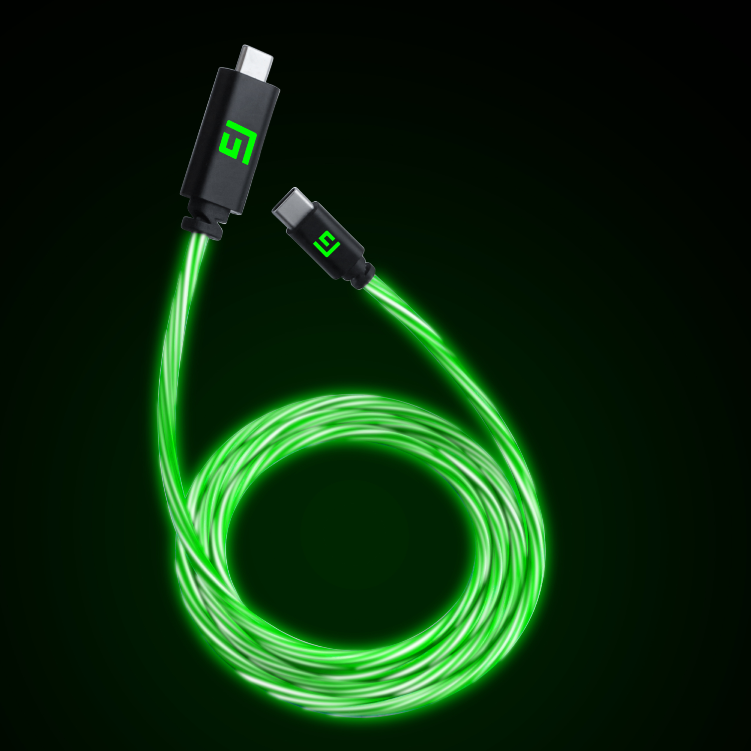 Floating Grip 3m Usb- Usb- Cable With Led Light Green Kabler Geekd Dk