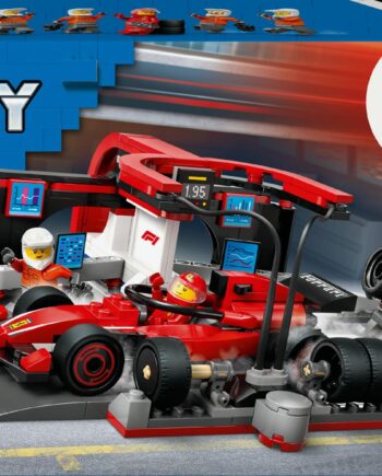 Lego 60443 City F1 Pit Stop With Pit Crew And Ferrari Racer