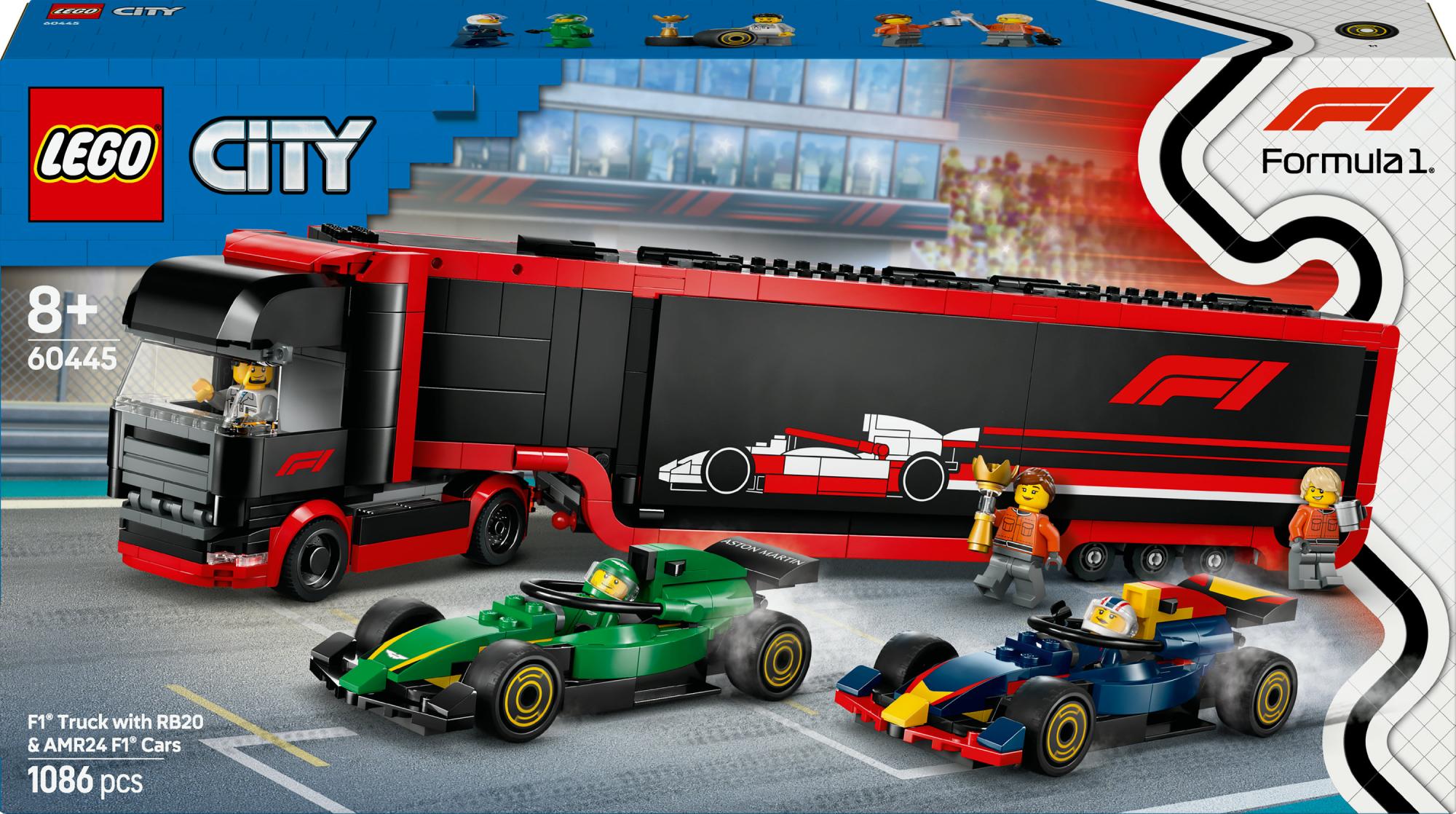 Lego 60445 City F1 Transporter With Rb20 Amr24 F1 Racing Cars