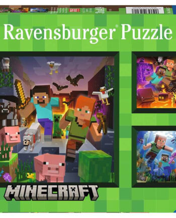 Ravensburger Minecraft Biomes 3x49p  10105621  Puslespil Geekd Dk