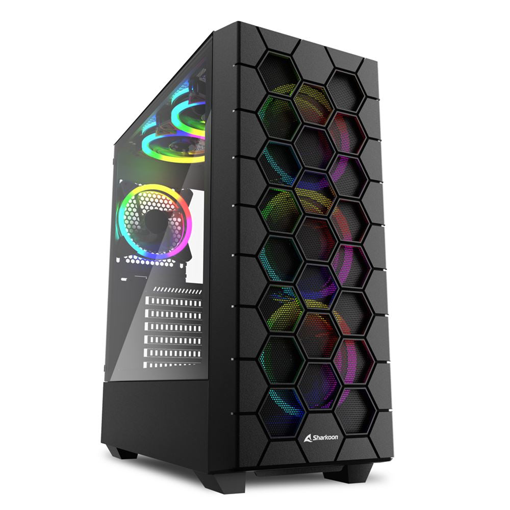 Sharkoon Rgb Hex Tower Housing Black Tempered Glass Side Panel Kabinet Geekd Dk