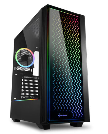 Sharkoon Rgb Lit 200 Tower Caseâ Black  Front And Side Panel Of Tempered Glass