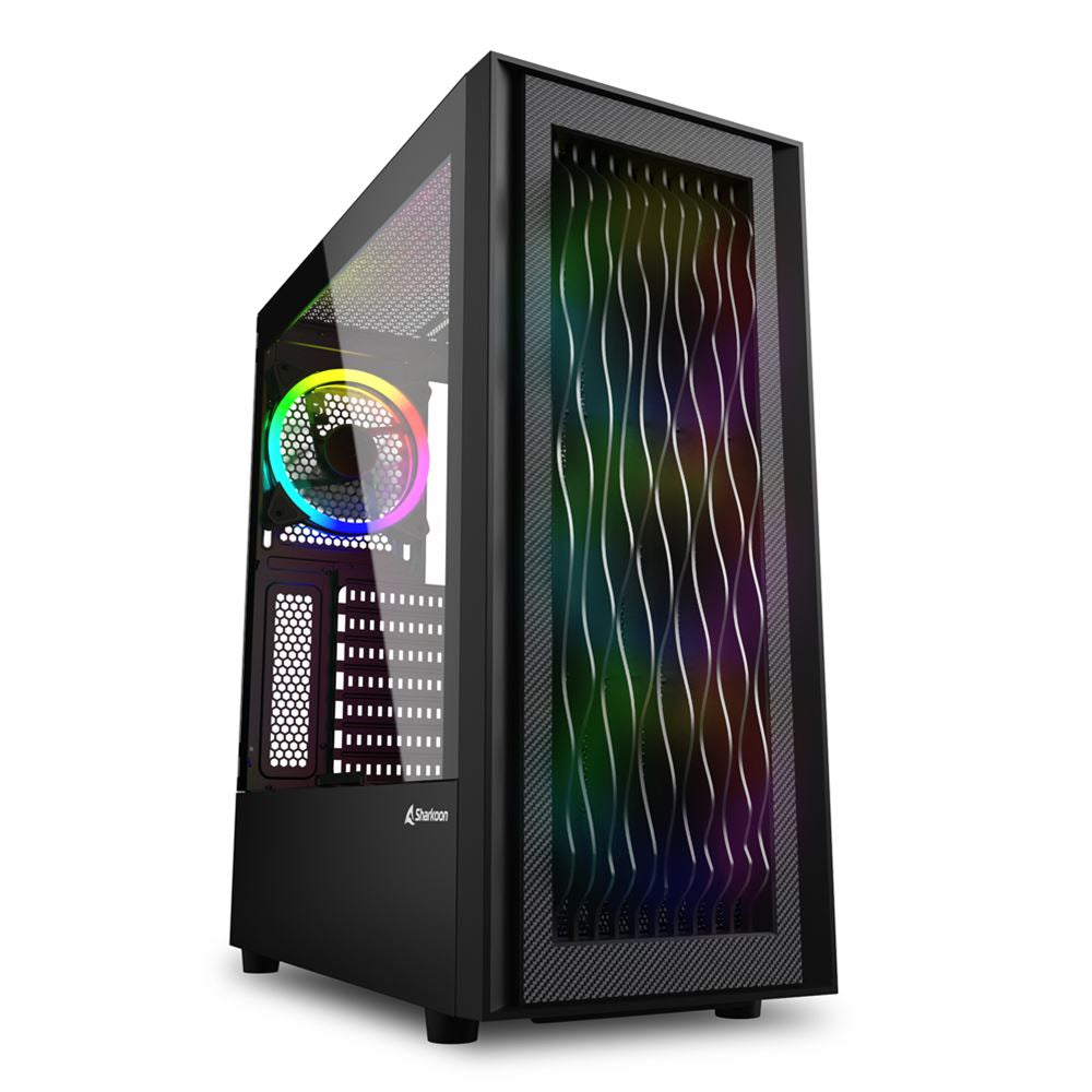 Sharkoon Rgb Wave Pc Case Black Tempered Glass Side Panel
