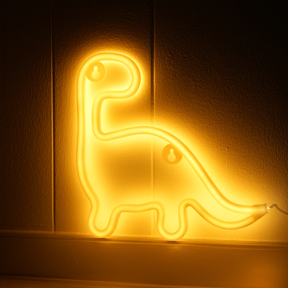 Dino Neon Led Lampe Varm Hvid
