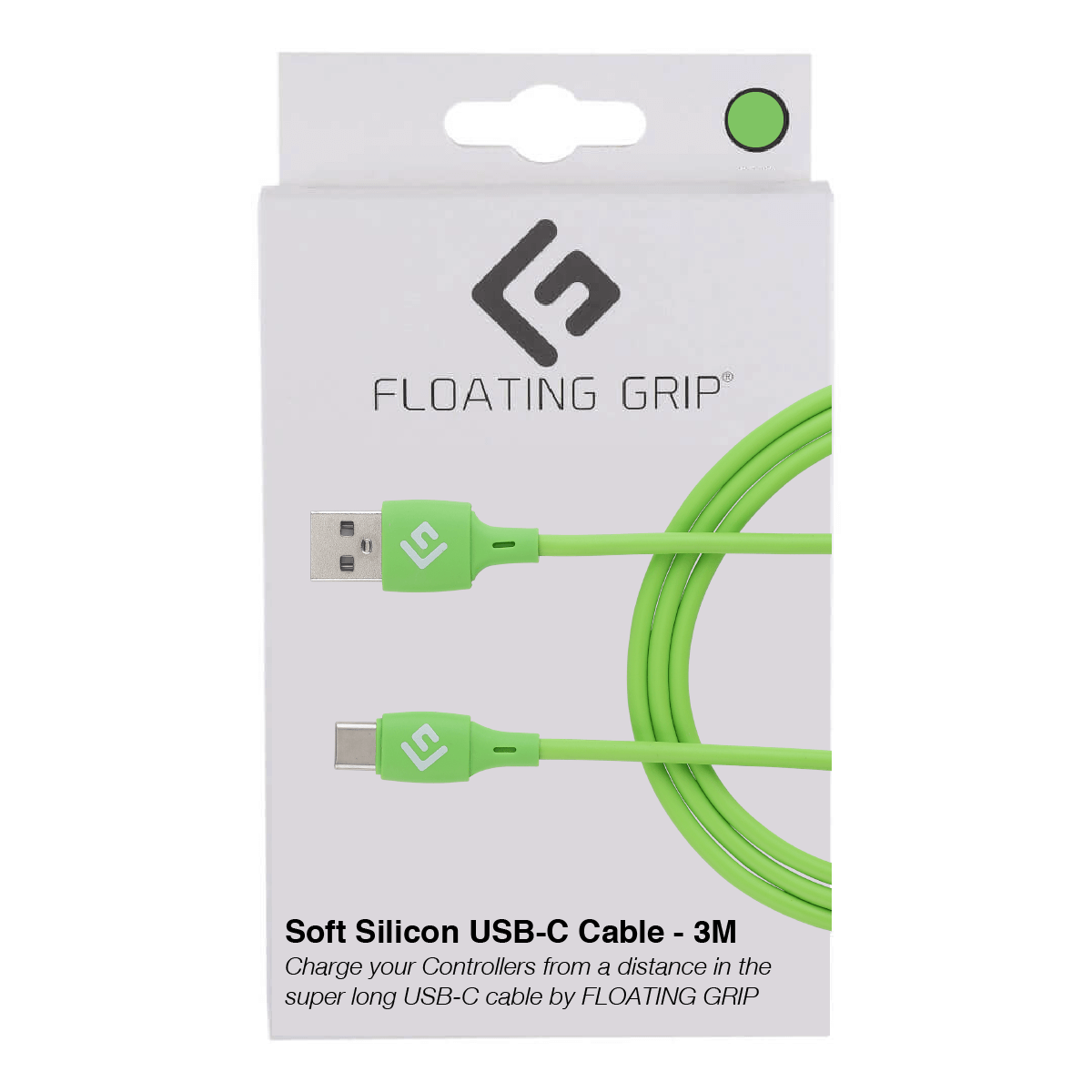 Floating Grip 3m Silicone Usb-  Cable  Grøn  Kabler Geekd Dk