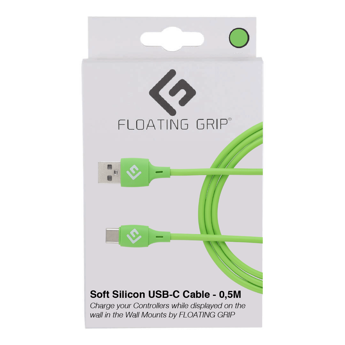 Floating Grip   5m Silicone Usb-  Cable  Grøn  Kabler Geekd Dk