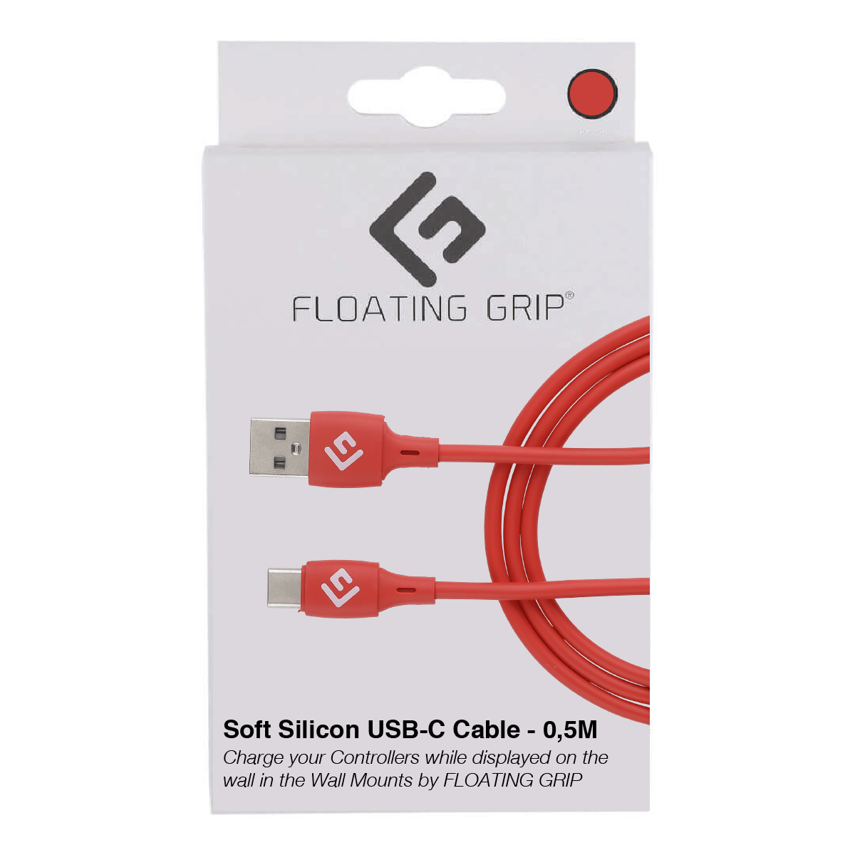 Floating Grip   5m Silicone Usb-  Cable  Rød  Kabler Geekd Dk