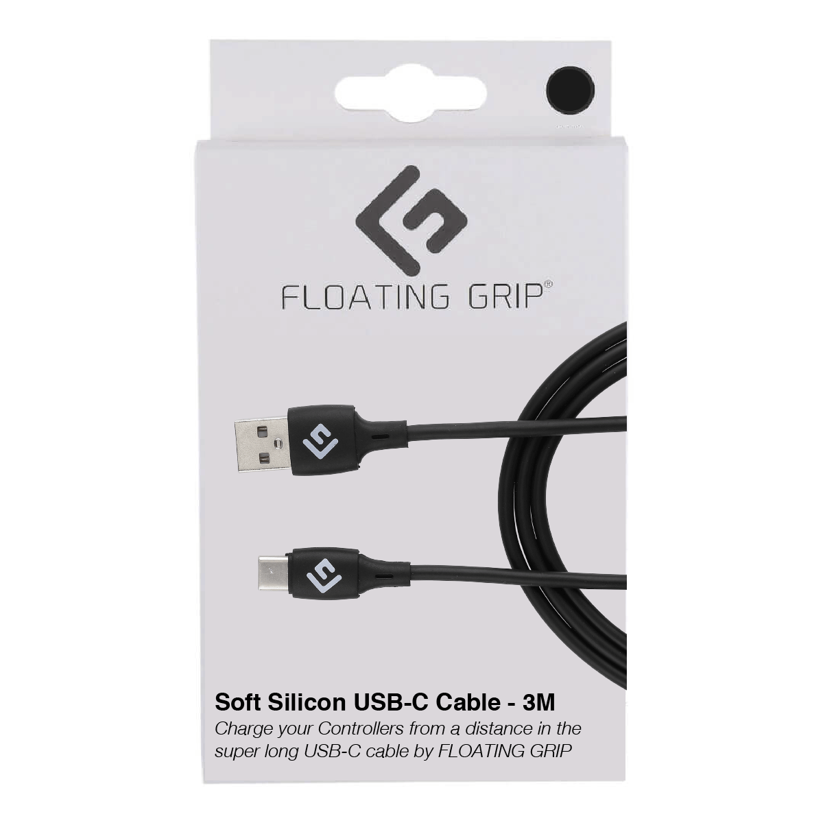 Floating Grip 3m Silicone Usb-  Cable  Sort  Kabler Geekd Dk