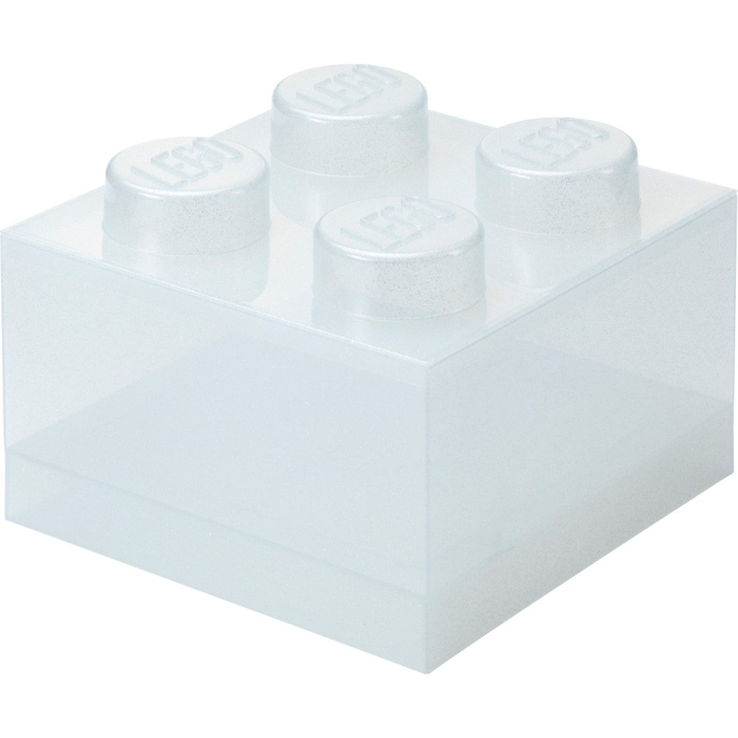 Legoâ  Opbevaringsklods   Med Låg Transparent Glitter Opbevaringskasse Geekd Dk