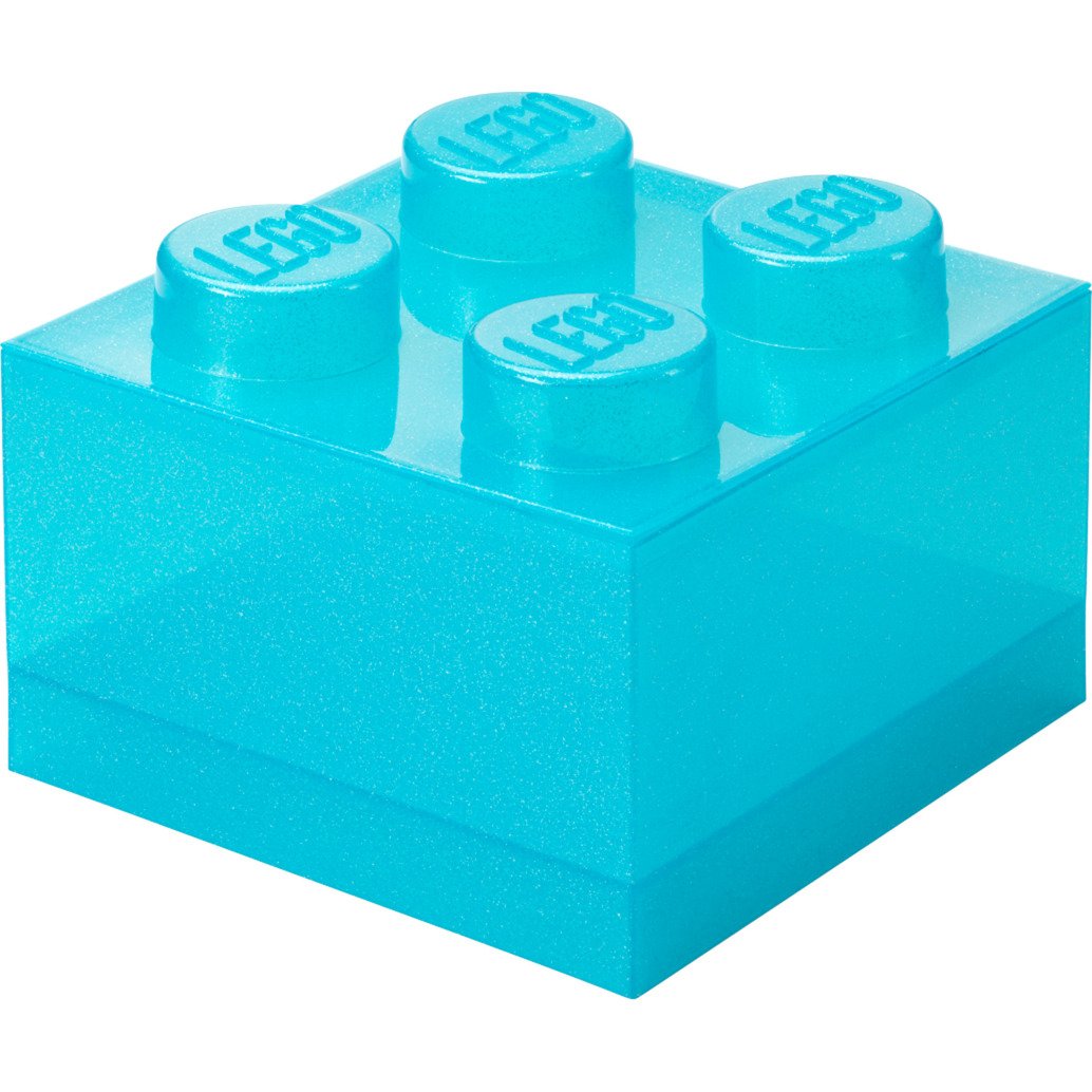 Legoâ  Opbevaringsklods   Med Låg Transparent Lyseblå Glitter Opbevaringskasse Geekd Dk