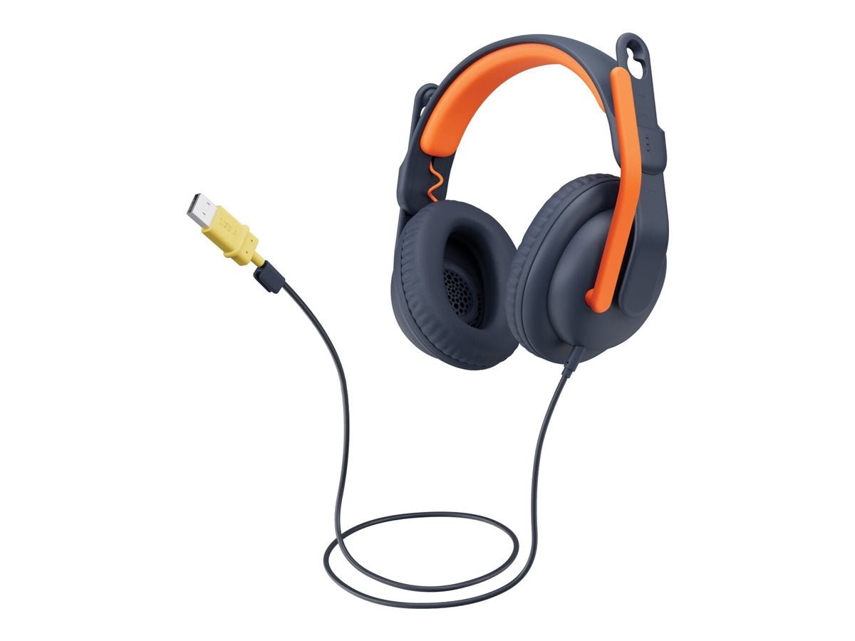 Logitech Zone Learn Wired Over-ear Headset For Learners Usb- Kabling Hovedtelefoner Sort Orange