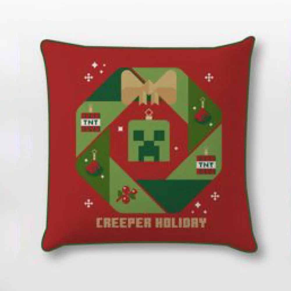 Minecraft Creeper Jule Pudebetræk   40x40 Cm  Velour