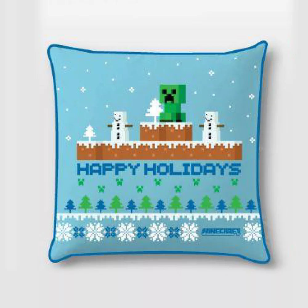 Minecraft Happy Holidays Pudebetræk   40x40 Cm  Velour