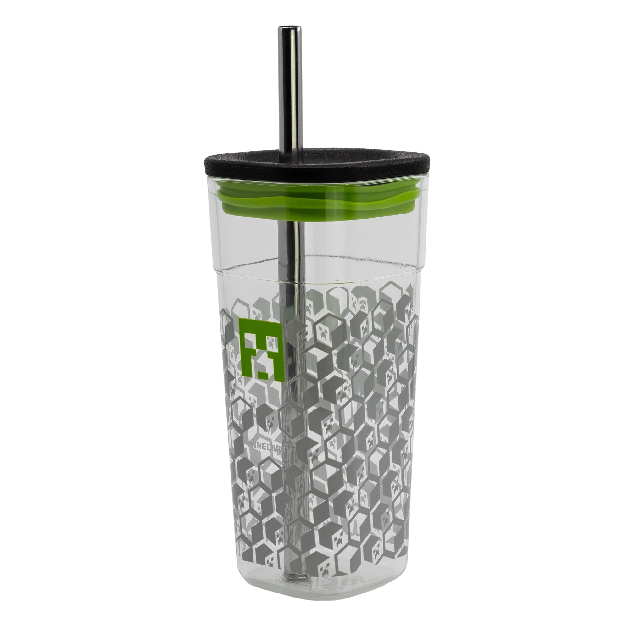 Minecraft Kop Med Låg Og Metal Sugerør 540 Ml