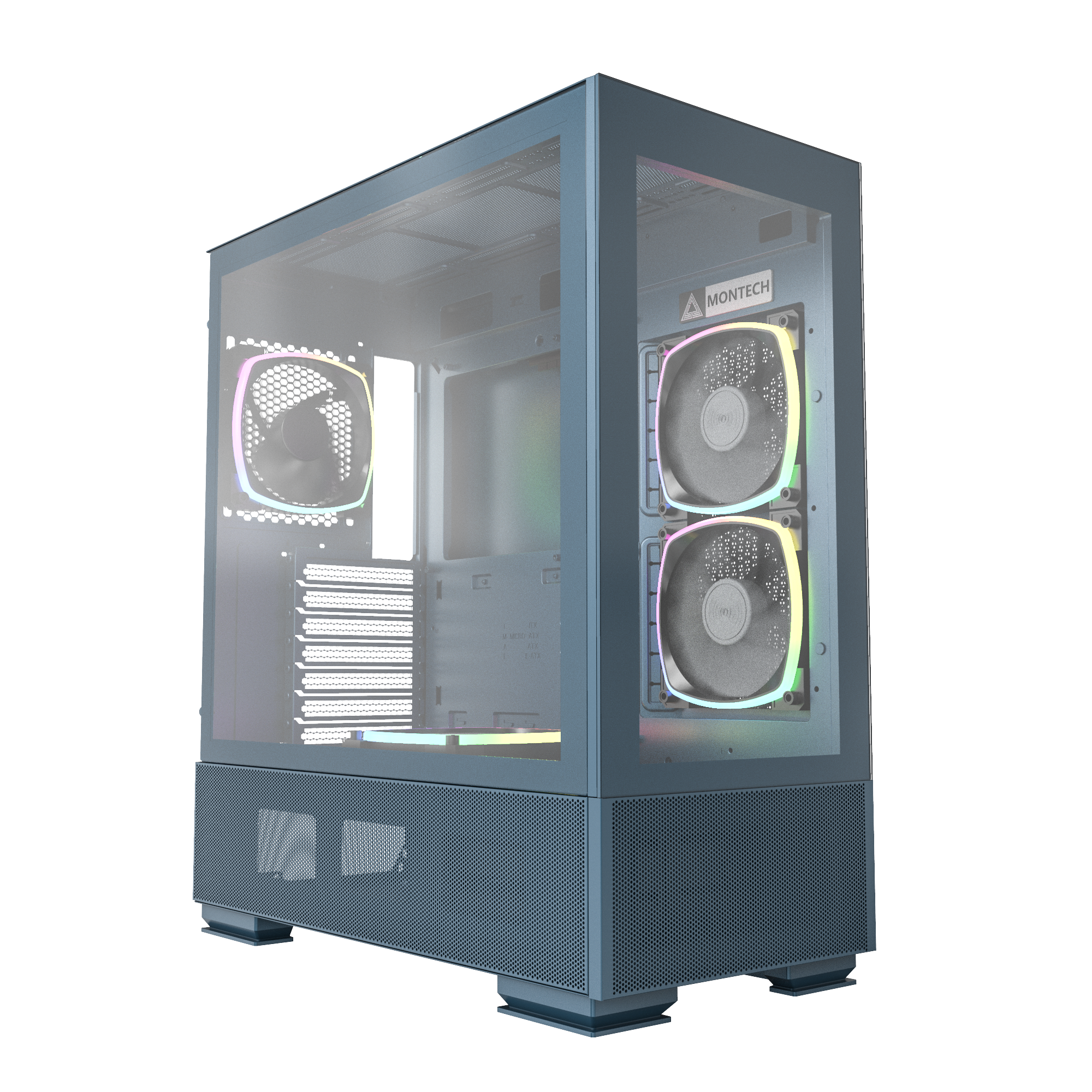 Montech Sky Two Blue Midi-tower   -atx  4x Argb Pwm Fans  Argb Pwm Fan Controller