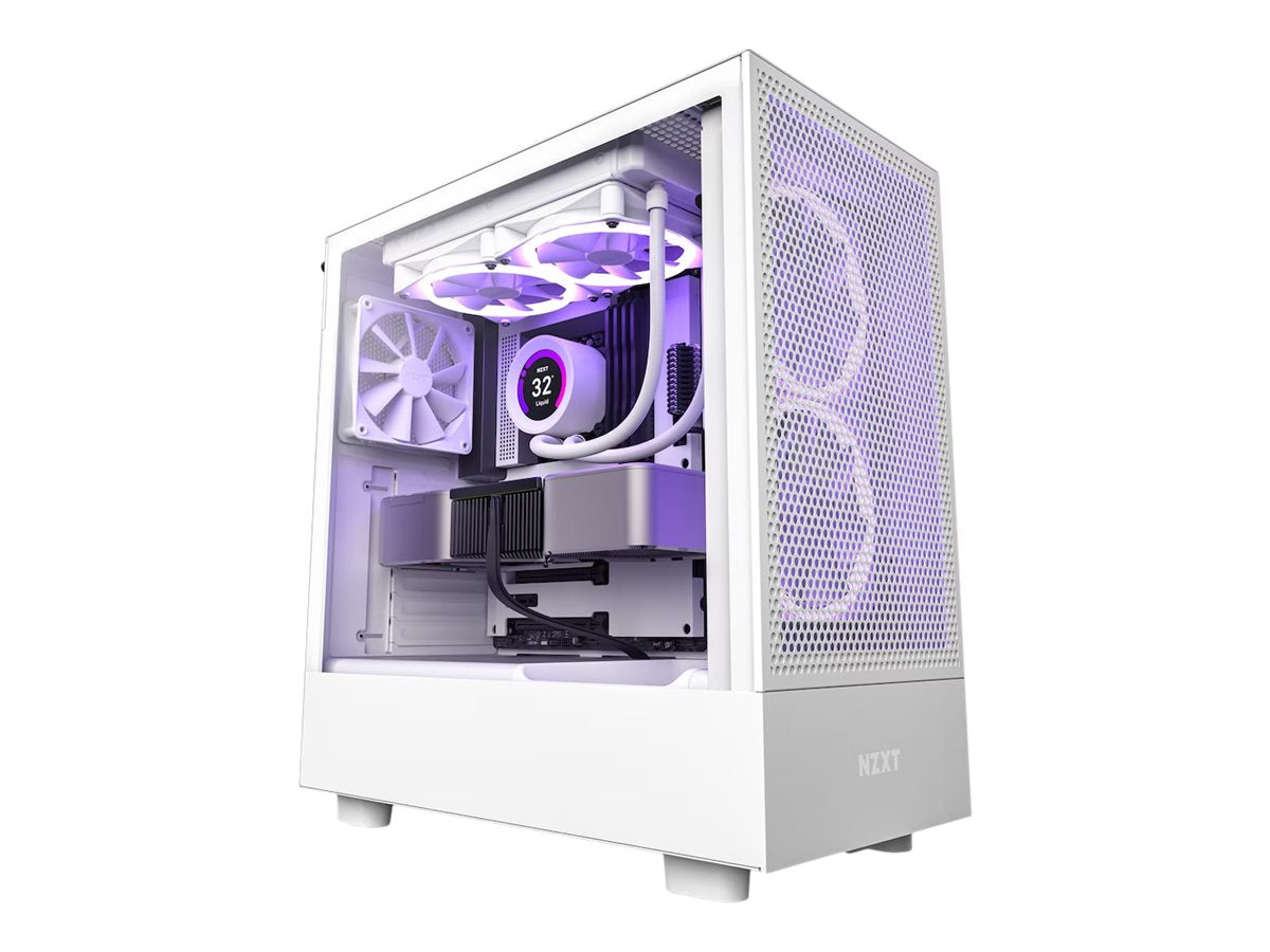 Nzxt   Series H5 Flow Tårn Udvidet Atx Ingen Strømforsyning Hvid Kabinet Geekd Dk