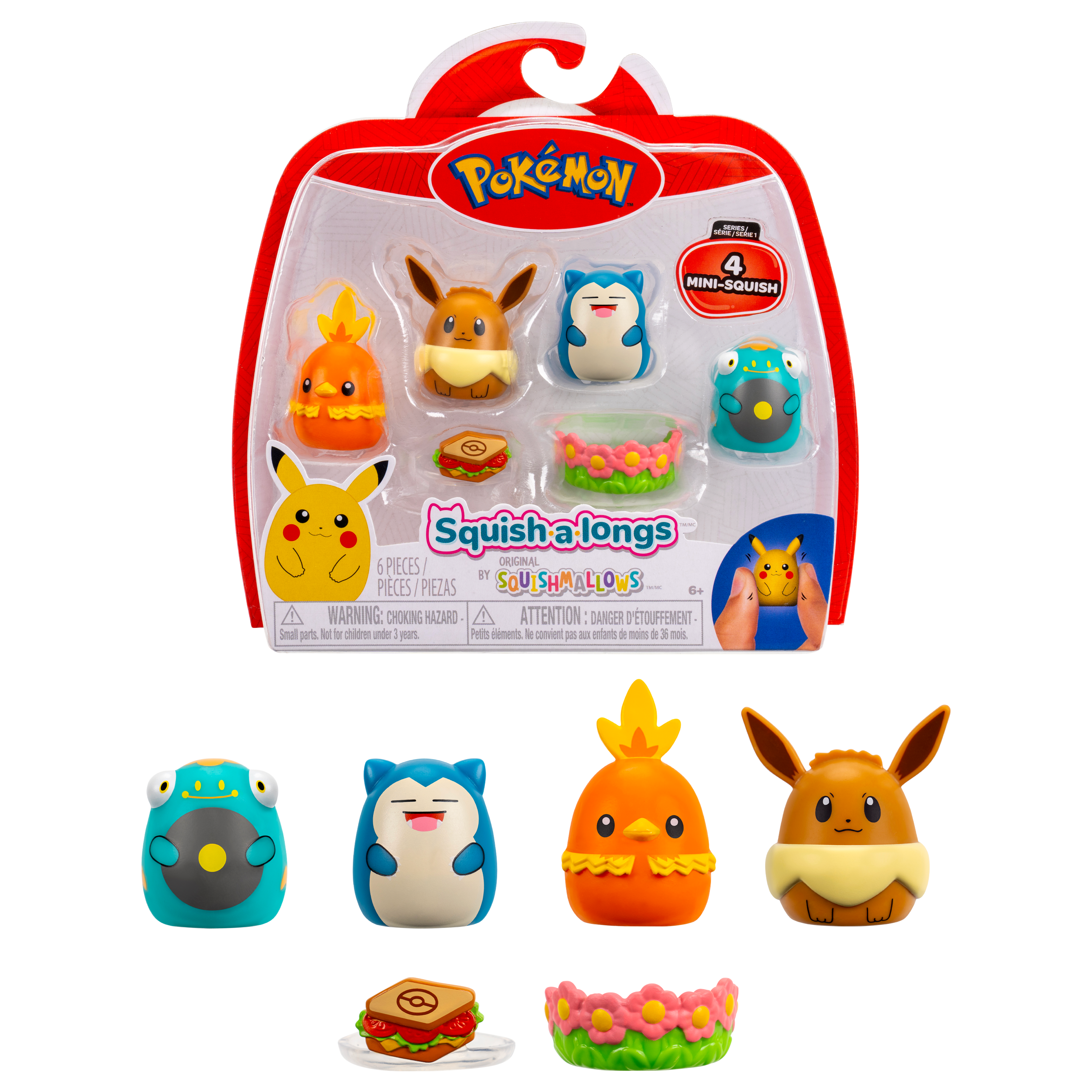 Pokémon Squishalongs  -pak Eevee   Snorlax Bamse Geekd Dk