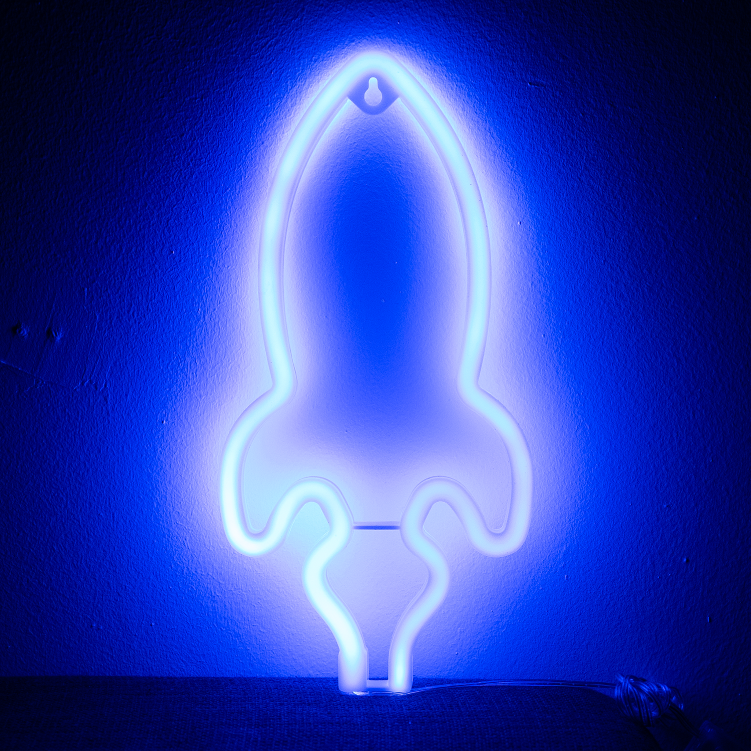 Rum Raket Neon Led Lampe Blå