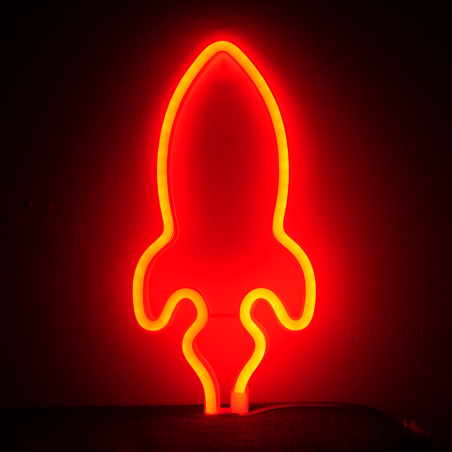 Rum Raket Neon Led Lampe Rød