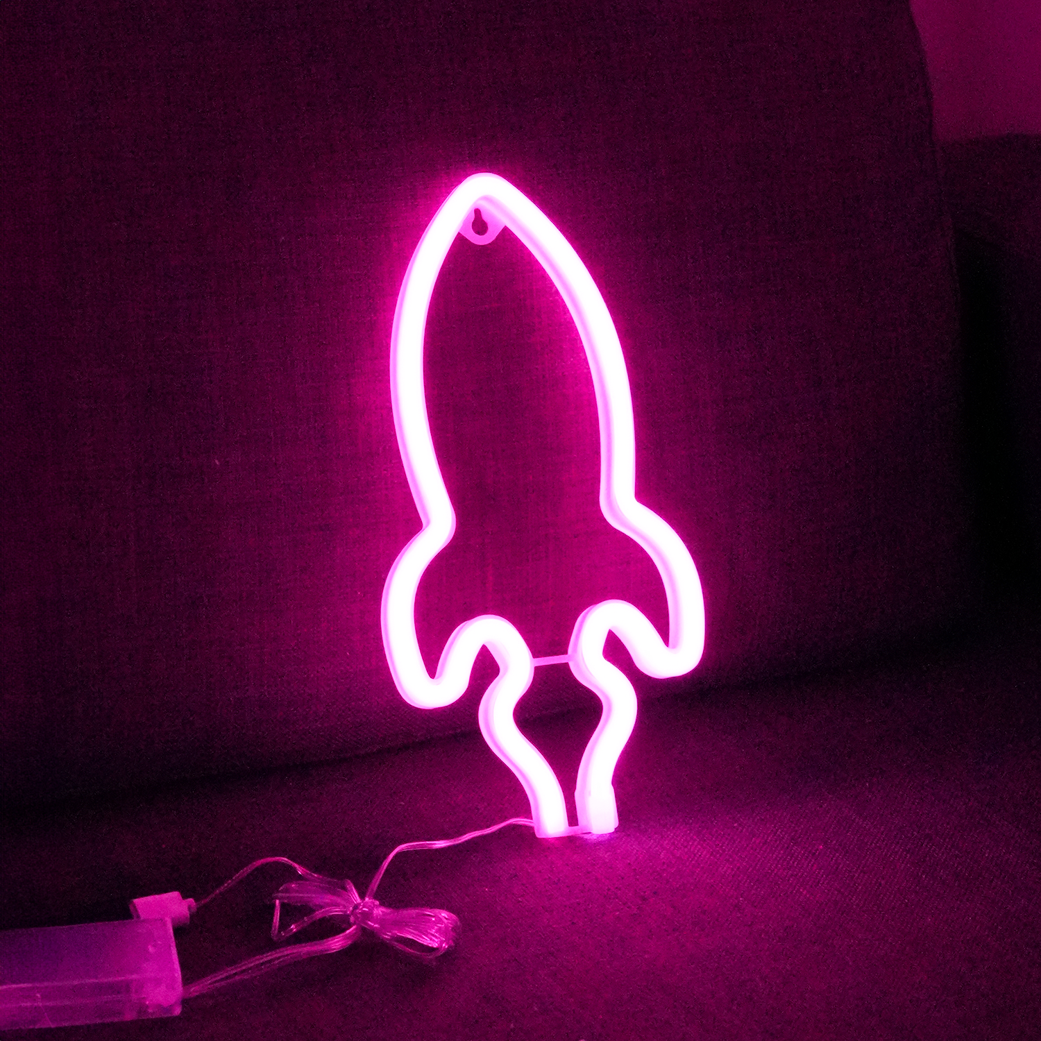 Rumraket Neon Led Lampe Pink